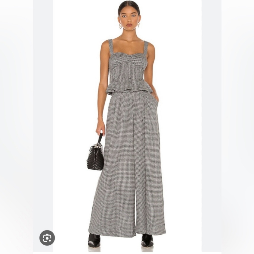 Free People Josie Houndstooth Set Black and White